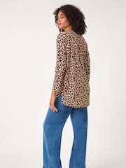 Roman Natural Animal Print V-Neck Tunic Stretch Top - Image 3 of 6