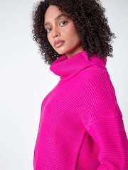 Roman Pink Textured Cowl Neck Jumper - Image 3 of 5