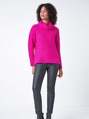 Roman Pink Textured Cowl Neck Jumper - Image 4 of 5