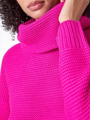 Roman Pink Textured Cowl Neck Jumper - Image 5 of 5