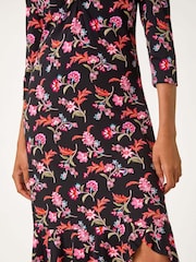 Roman Pink Ditsy Floral Print Stretch Dress - Image 5 of 5