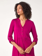 Roman Pink Button Detail Tunic Top - Image 1 of 6