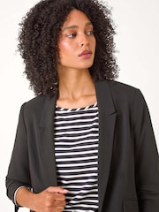 Roman Black Ruched Sleeve Stretch Blazer - Image 4 of 5