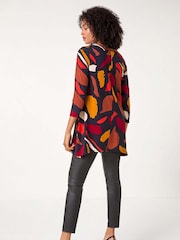 Roman Red Abstract Print Hanky Hem Stretch Top - Image 2 of 5