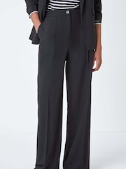 Roman Black Tailored Relaxed Stretch Trousers - Image 1 of 5