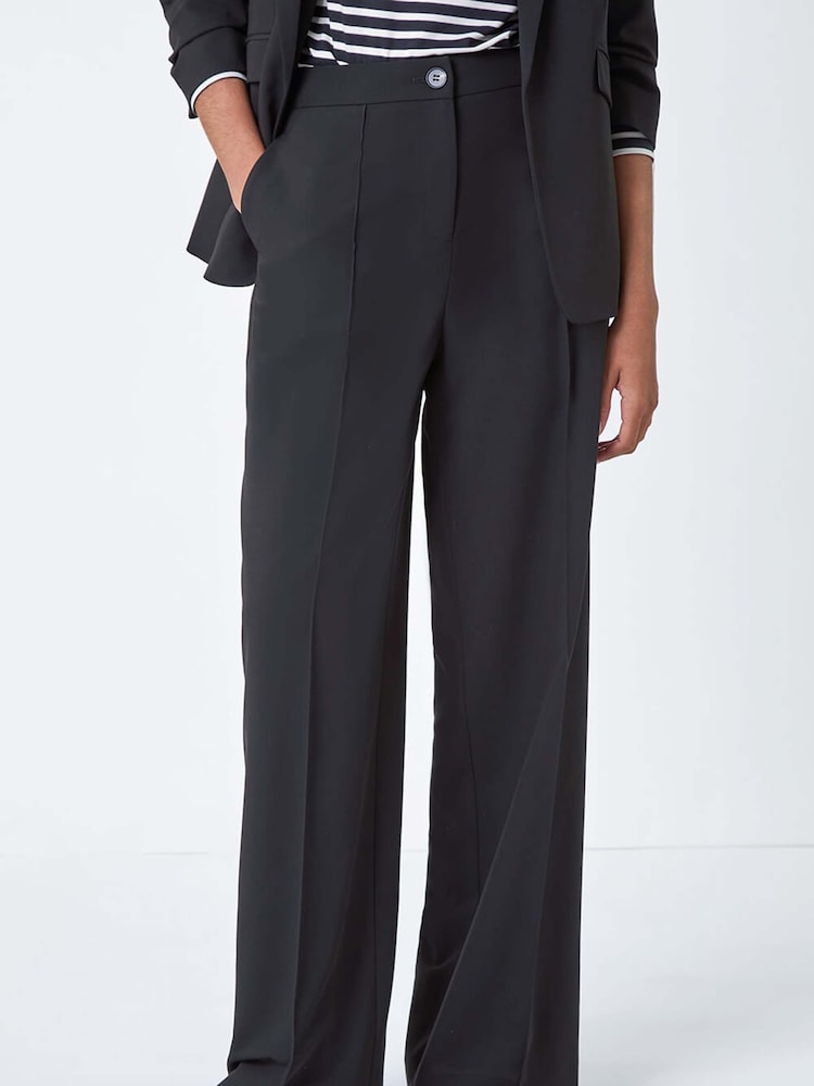 Roman Black Tailored Relaxed Stretch Trousers - Image 1 of 5