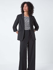 Roman Black Tailored Relaxed Stretch Trousers - Image 3 of 5