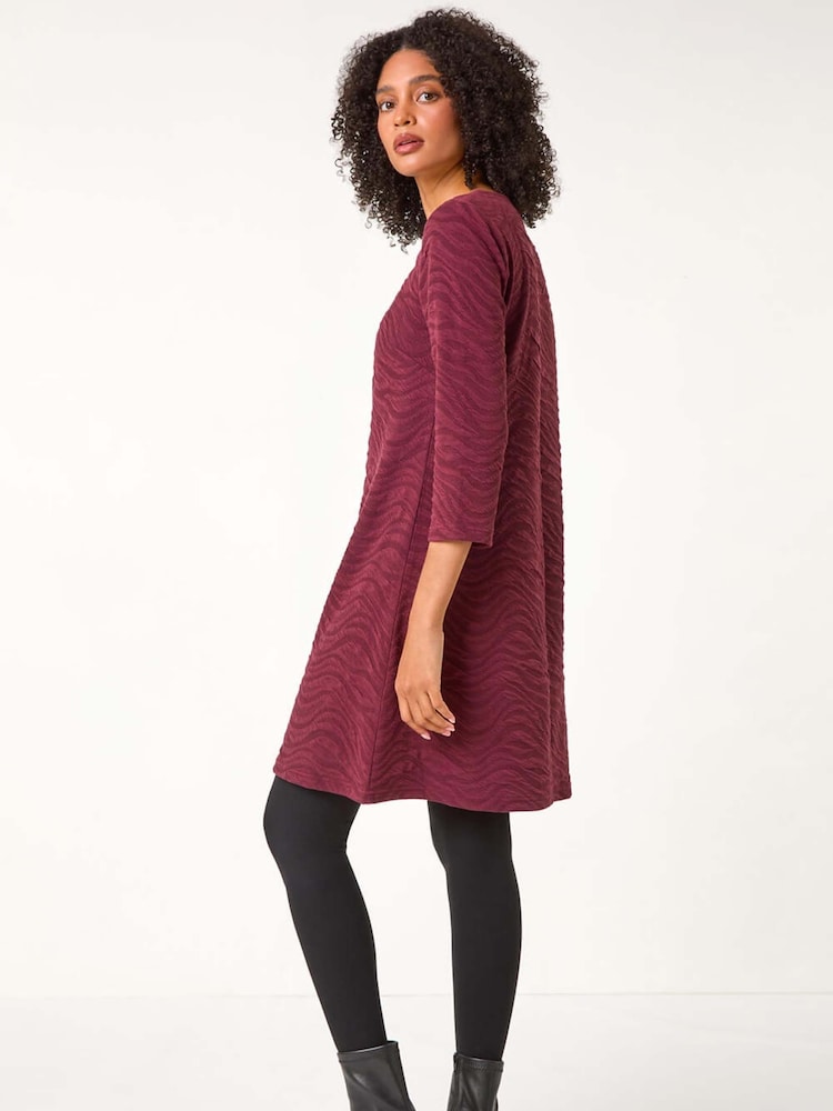Roman Red Smileyworld Textured Wave Print A-Line Dress - Image 2 of 5