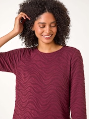 Roman Red Smileyworld Textured Wave Print A-Line Dress - Image 4 of 5