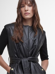 Barbour® International Rosa Faux Leather Quilted Black Gilet - Image 3 of 5