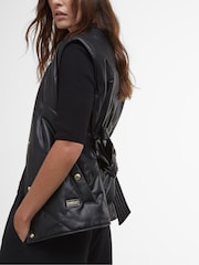 Barbour® International Rosa Faux Leather Quilted Black Gilet - Image 4 of 5