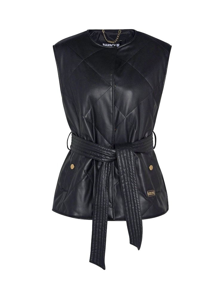 Barbour® International Rosa Faux Leather Quilted Black Gilet - Image 5 of 5