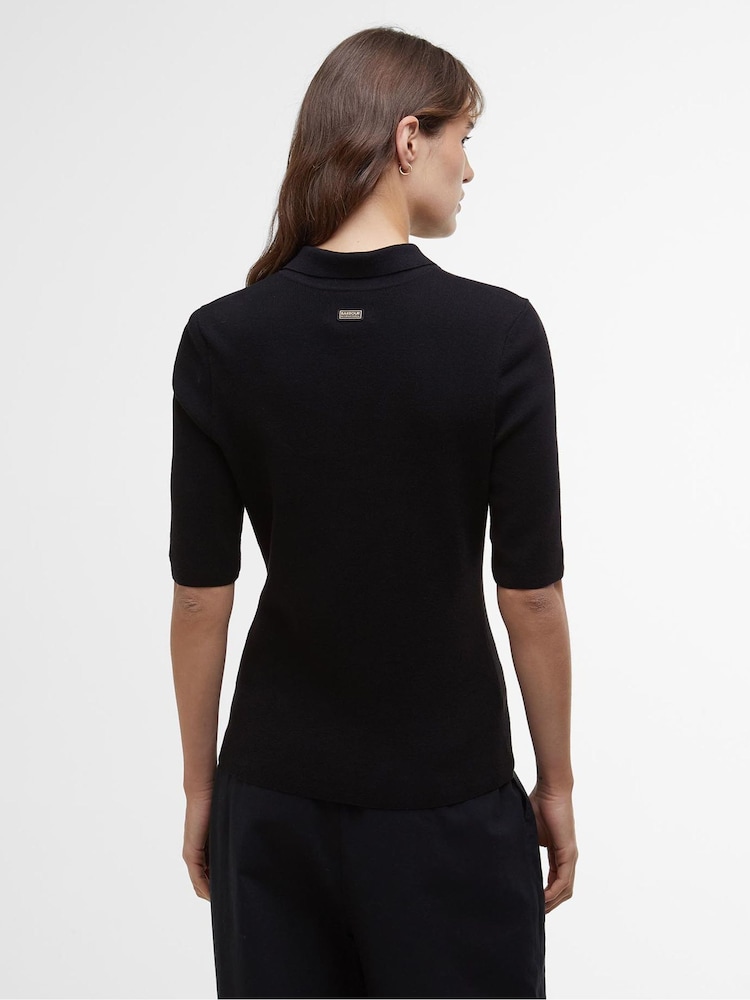 Barbour® International Emerson Knitted Black Polo Shirt - Image 2 of 6