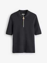 Barbour® International Emerson Knitted Black Polo Shirt - Image 5 of 6