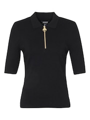 Barbour® International Emerson Knitted Black Polo Shirt - Image 6 of 6