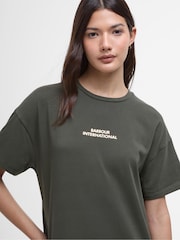 Barbour® International Green Emerson Midi Dress - Image 3 of 5