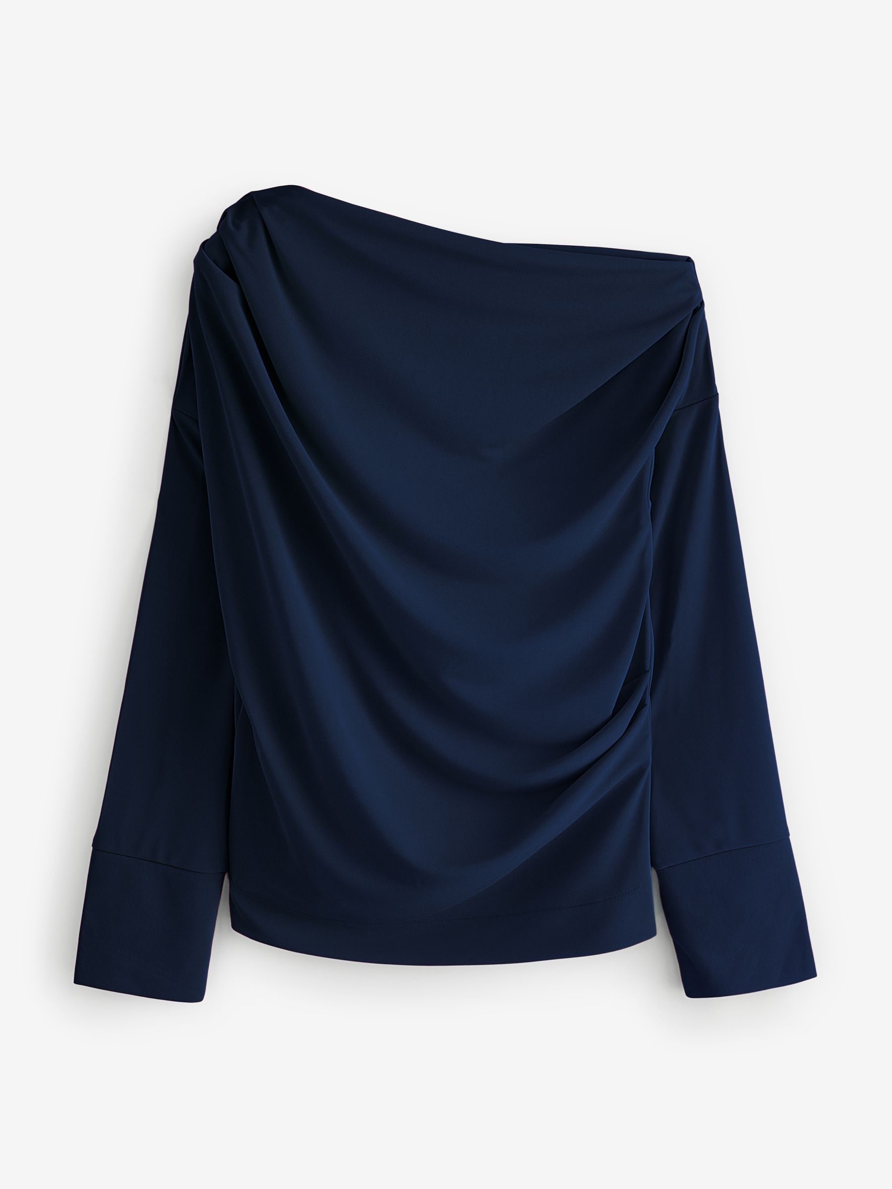 Buy Navy Blue Off Shoulder Long Sleeve Drape Jersey Top from Next