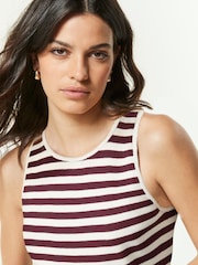 White/Burgundy Knitted Stripe Racer Tank - Image 3 of 6