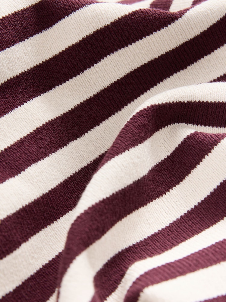 White/Burgundy Knitted Stripe Racer Tank - Image 5 of 6