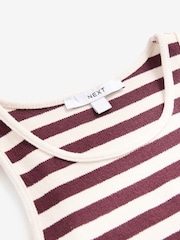 White/Burgundy Knitted Stripe Racer Tank - Image 6 of 6