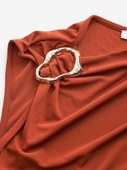 Rust Red Asymetric Drape Hardware Top - Image 6 of 6