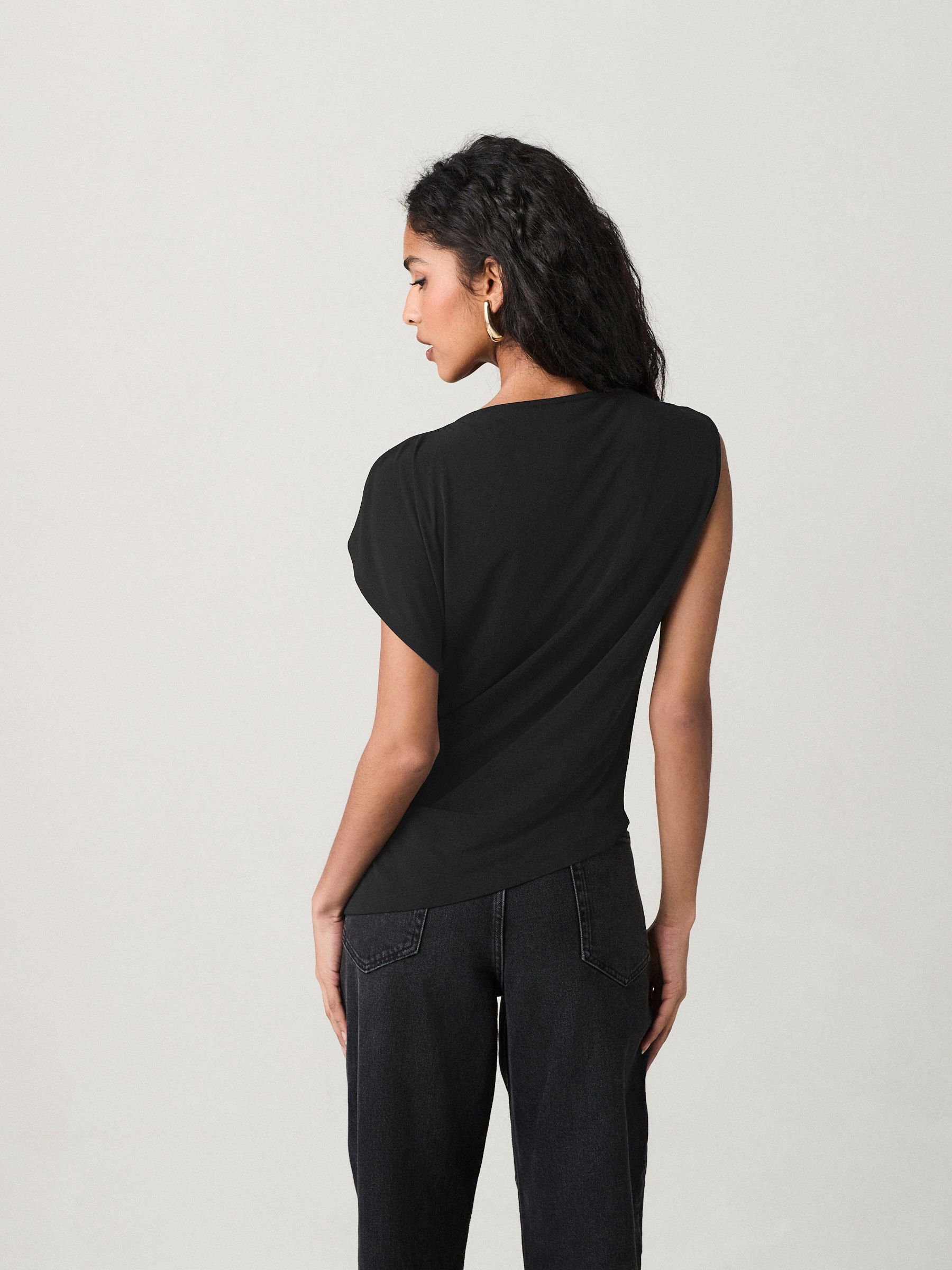 Buy Black Asymetric Drape Hardware Top from Next USA Buy Black Asymetric Drape Hardware Top from Next USA