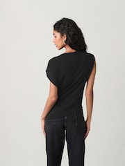 Black Asymetric Drape Hardware Top - Image 3 of 7