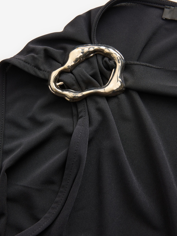 Black Asymetric Drape Hardware Top - Image 7 of 7