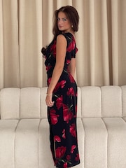 Girl In Mind Black Ariana Asymmetric Midi Dress - Image 4 of 5