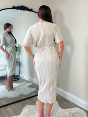 Girl In Mind Cream Gold Chelsea Wrap Detailing Midi Dress - Image 2 of 4
