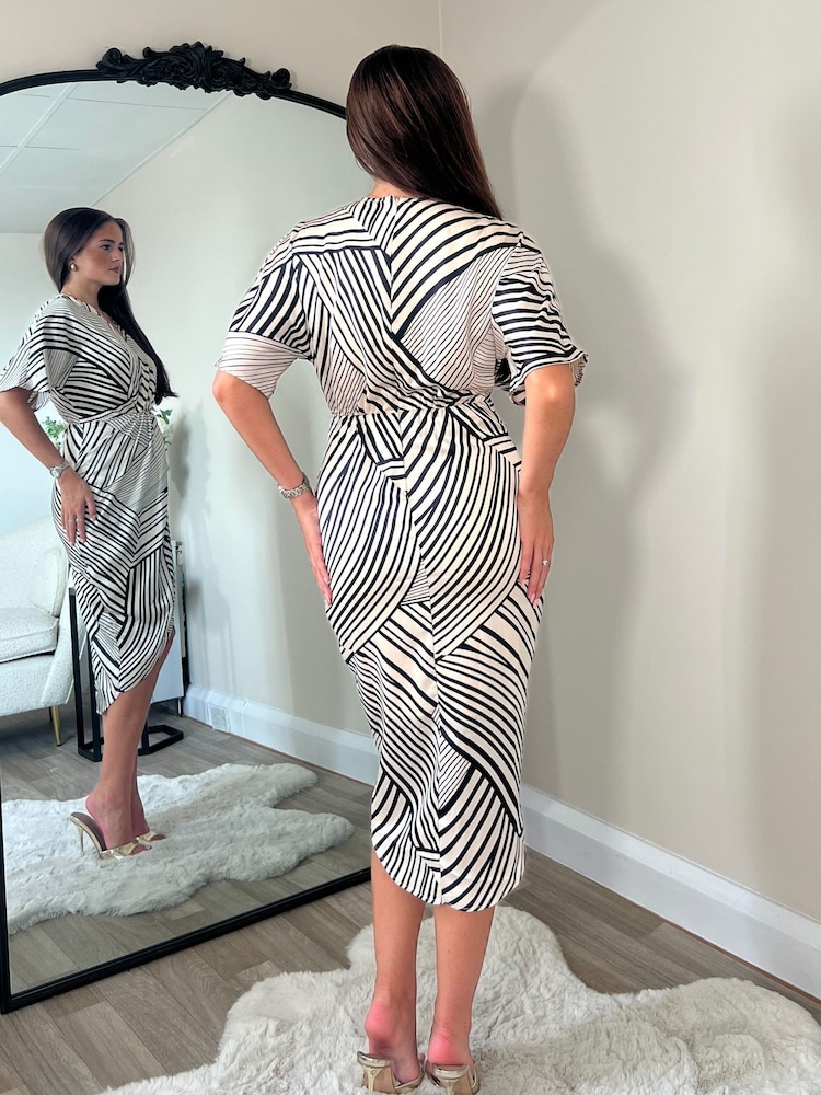 Girl In Mind Cream Chelsea Wrap Detailing Midi Dress - Image 2 of 4