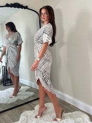 Girl In Mind Cream Chelsea Wrap Detailing Midi Dress - Image 3 of 4