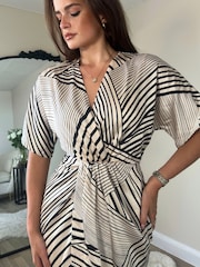 Girl In Mind Cream Chelsea Wrap Detailing Midi Dress - Image 4 of 4