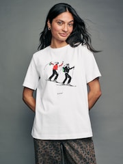 White Christmas Ski Winter Proud London License 100% Cotton Heayweight T-Shirt - Image 1 of 8