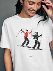 White Christmas Ski Winter Proud London License 100% Cotton Heayweight T-Shirt - Image 5 of 8