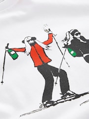 White Christmas Ski Winter Proud London License 100% Cotton Heayweight T-Shirt - Image 8 of 8