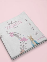 Star Editions Girls Personalised Peter Rabbit Date Chart White Blanket - Image 2 of 3