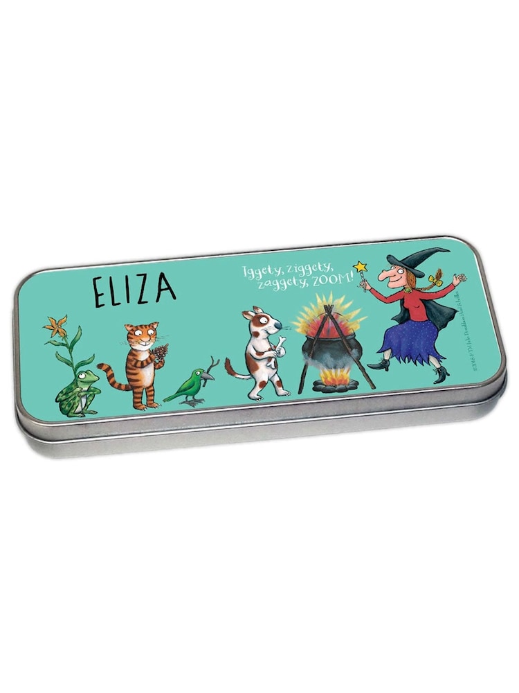 Star Editions Green Personalised Room On The Broom Pencil Tin - Image 1 of 2