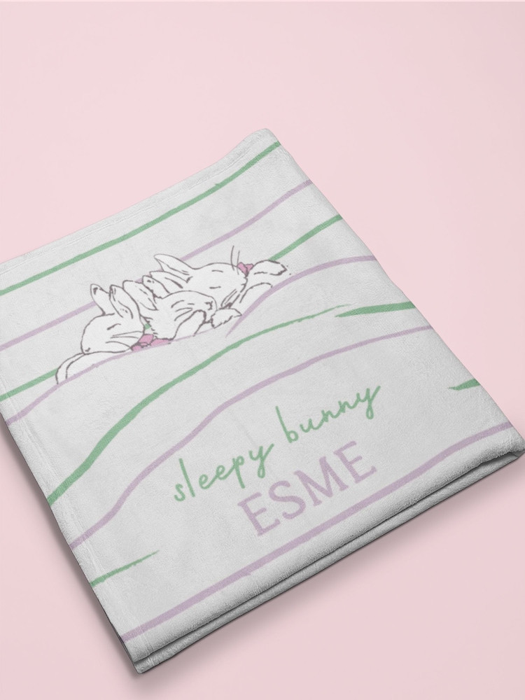 Star Editions Personalised Sleepy Bunny White Blanket - Image 2 of 3