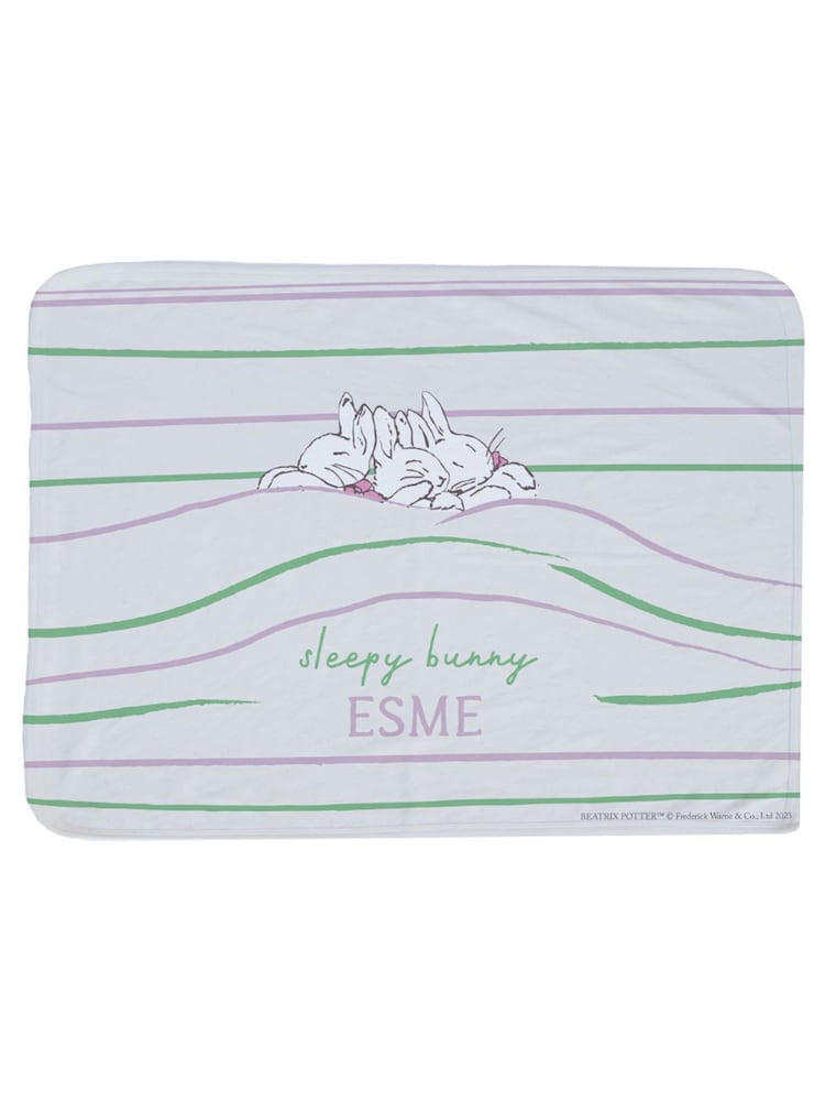Star Editions Personalised Sleepy Bunny White Blanket - Image 3 of 3