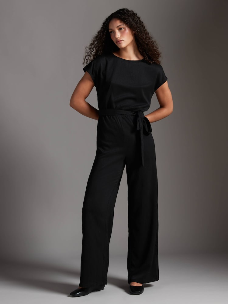 VERO MODA Black Short Sleeve Jersey Belted Jumpsuit - Image 1 of 10