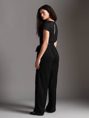 VERO MODA Black Short Sleeve Jersey Belted Jumpsuit - Image 2 of 10