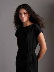VERO MODA Black Short Sleeve Jersey Belted Jumpsuit - Image 4 of 10