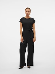 VERO MODA Black Short Sleeve Jersey Belted Jumpsuit - Image 5 of 10