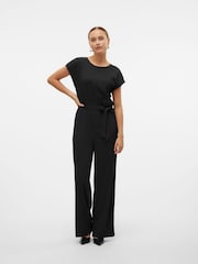 VERO MODA Black Short Sleeve Jersey Belted Jumpsuit - Image 6 of 10