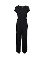 VERO MODA Black Short Sleeve Jersey Belted Jumpsuit - Image 7 of 10