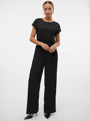 VERO MODA Black Short Sleeve Jersey Belted Jumpsuit - Image 8 of 10