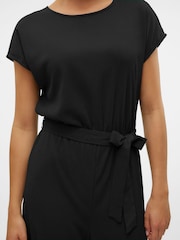 VERO MODA Black Short Sleeve Jersey Belted Jumpsuit - Image 9 of 10