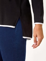 Roman Black Contrast Trim Tunic Top - Image 5 of 5