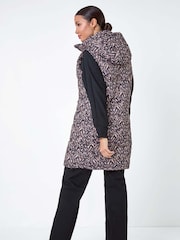Roman Black Chevron Print Longline Hooded Gilet - Image 3 of 6